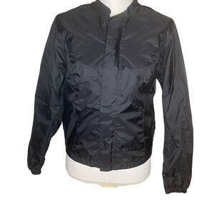 Harley Davidson Mens Black Genuine Leather Trim Windbreaker Jacket Size Medium